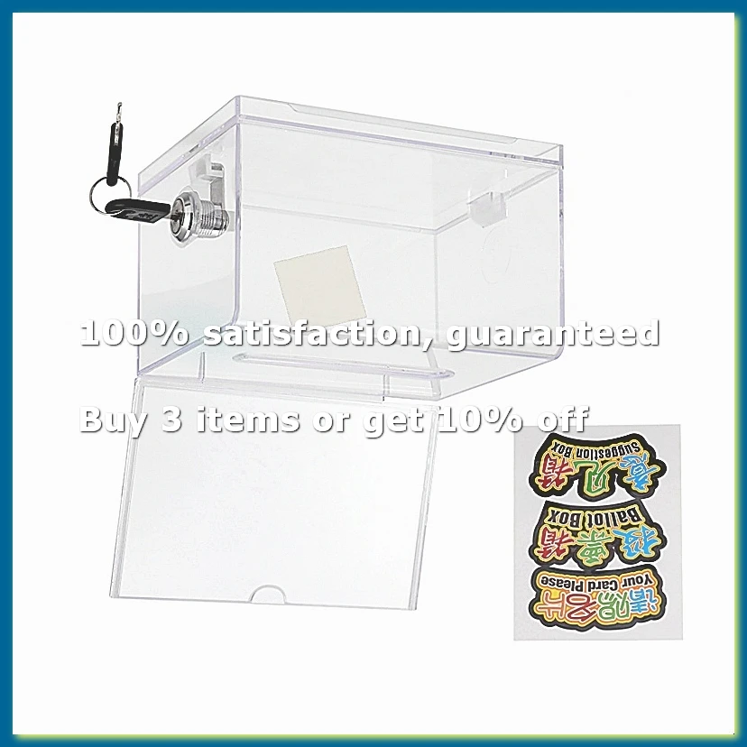 1 Pack Acrylic Donation Box with Lock, Clear Ballot Box with Sign Holder, Suggestion Box for Fundraising-AD33
