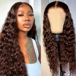 Synthetic Chocolate Brown Kinky Curly Lace Front Wig Pre Plucked with Baby Hair Glueless 180% Density Dark Brown Curly Lace Wig