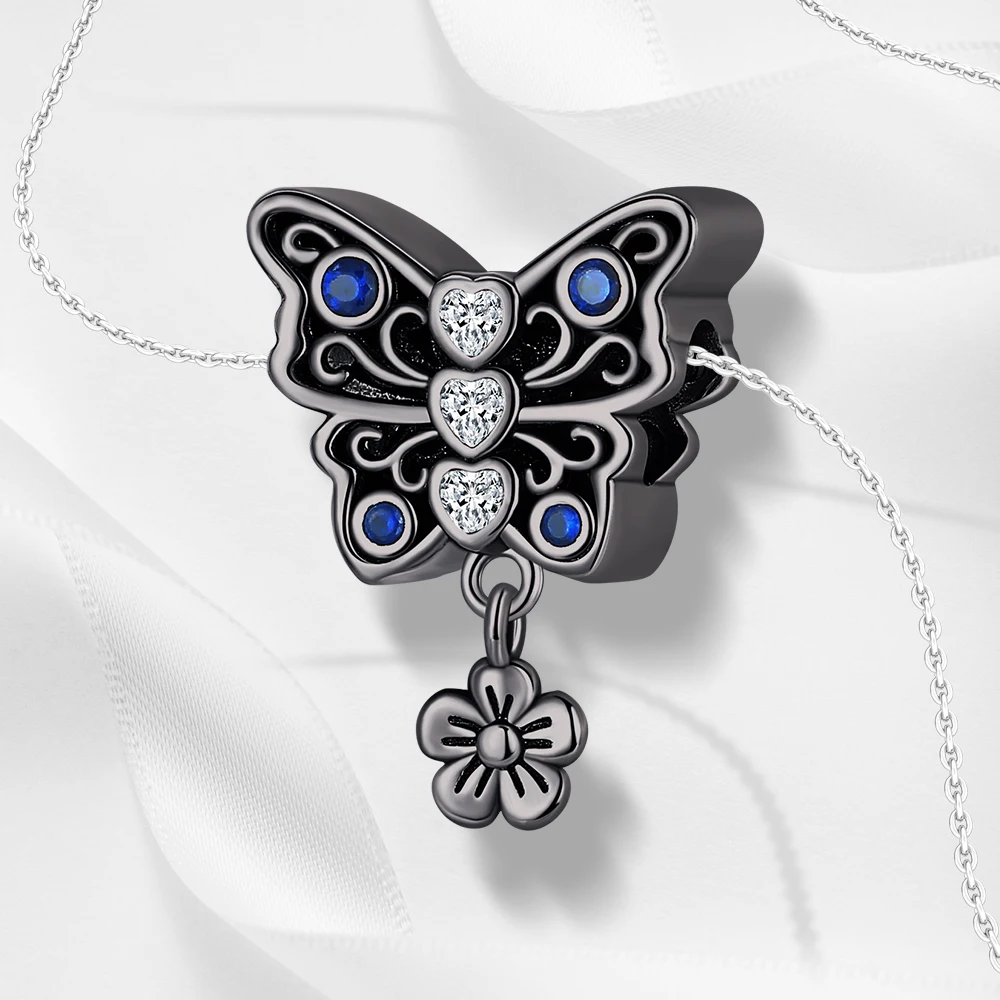 Ahthen 925 فضة الخرز الزهور والفراشات سحر صالح ثعبان سلسلة أساور القلائد للنساء صنع المجوهرات #5