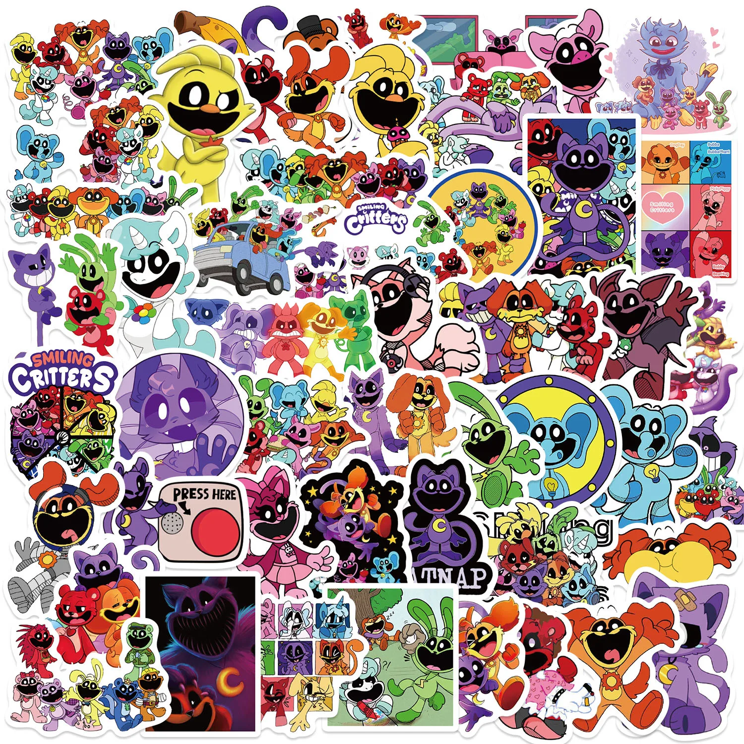 50pcs Smiling Critters Cartoon Graffiti Stickers DIY Phone Guitar Laptop Notebook Suitcase Cup Waterproof Sticker Kids Toy