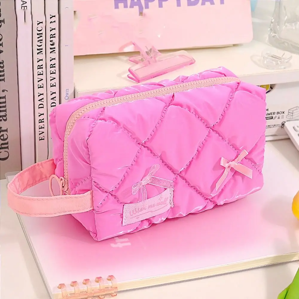 Estuche de bolígrafo de gran capacidad con cremallera, bolsa de almacenamiento de papelería de retales de dibujos animados, bolsa de lápiz labial de maquillaje divertida desmontable