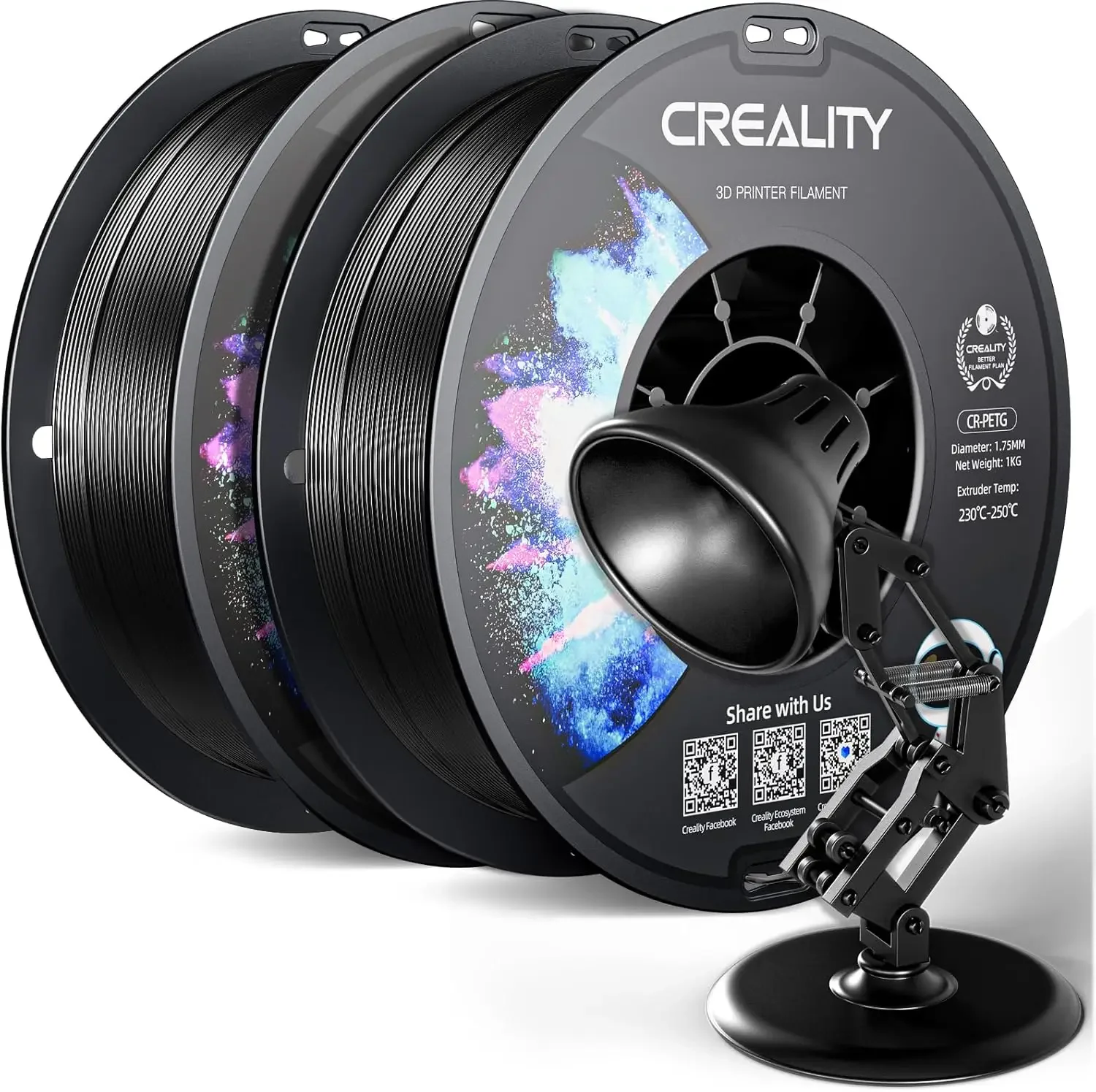 

Creality 2 рулона CR-PETG нити для 3D-принтера 2 шт. 1,75 мм 1 кг высокоточные нити черного цвета, высокая температура