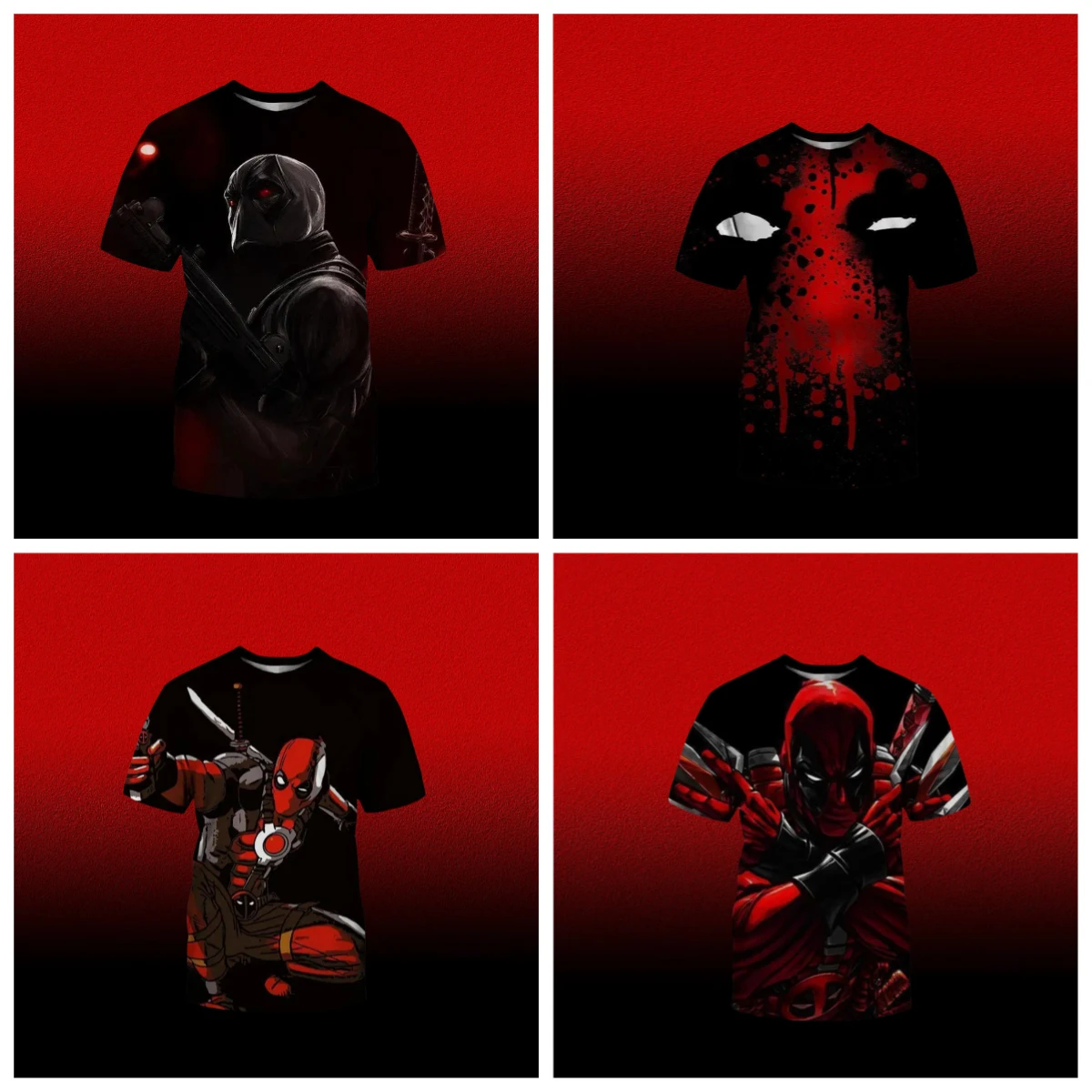 

New Marvel Deadpool Men's T-shirt 3D Printed Short Sleeve Fashion Deadpool Oversized T-shirt Casual Street Trend Men's Clothing