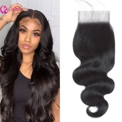 4x4 Transparent Lace Closure Body Wave Human Hair 8-20 Inch Ultra-thin Clear Brazilian Virgin Natural Black Color Hair 1PC