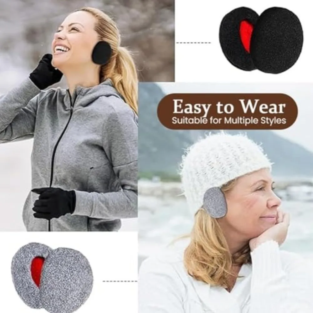 إكسسوارات عصرية من الصوف المنفوش بدون حمالات لتدفئة الأذن الدافئة لحماية الأذن أغطية الأذن المقاومة للرياح قفازات الأذن الناعمة للأنشطة الخارجية