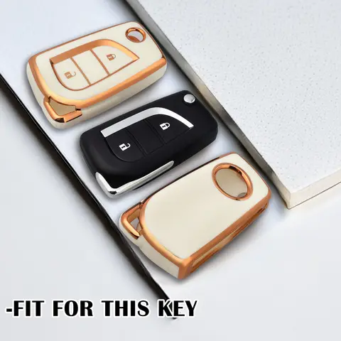 2-knapps nyckelfodral skal fob nyckelring för Toyota Auris Corolla Avensis Verso Yaris Aygo Scion TC IM Camry RAV4 Forturner Hilux 10 best sales Toyota Aygo 2015 tillbehör - №5