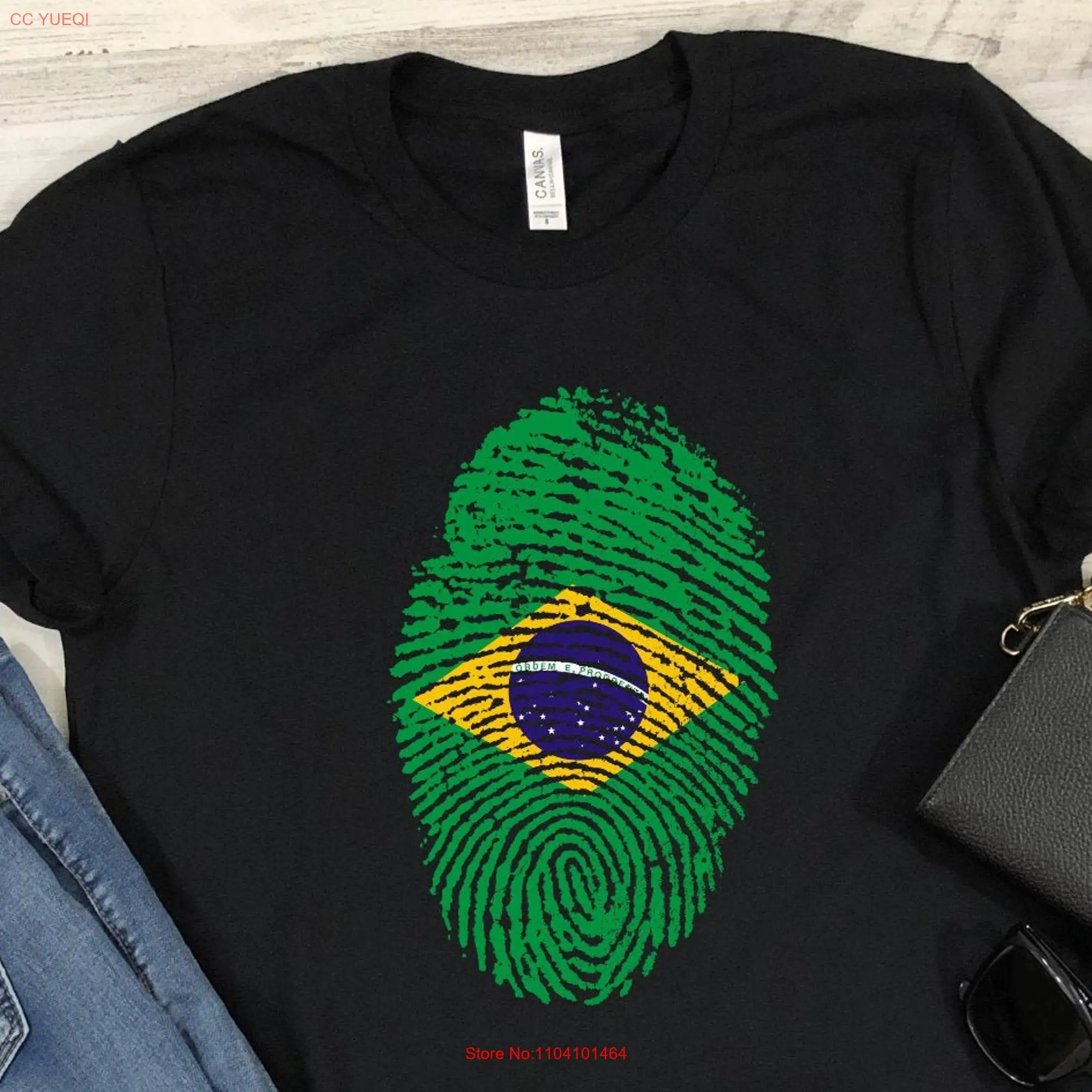 Brazil T Shirt Brazilian Flag Fingerprint Vintage Retro Distressed It's In My DNA Pride Patriotic for Men and Women