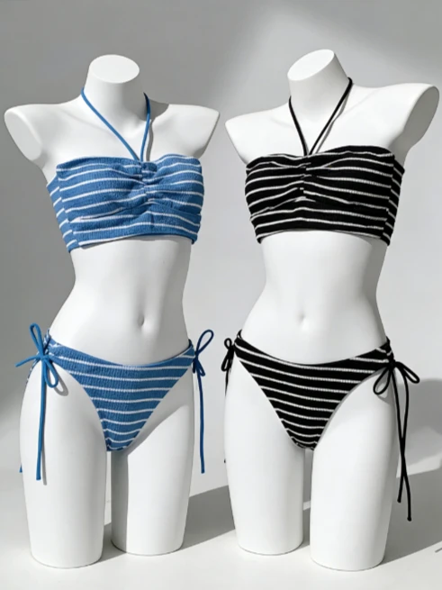 Elegant High Waist Bikini Set Two Piece Swimwear Slim Fit Tummy Control Beachwear Bathing Suit for Women Summer Vacation Female