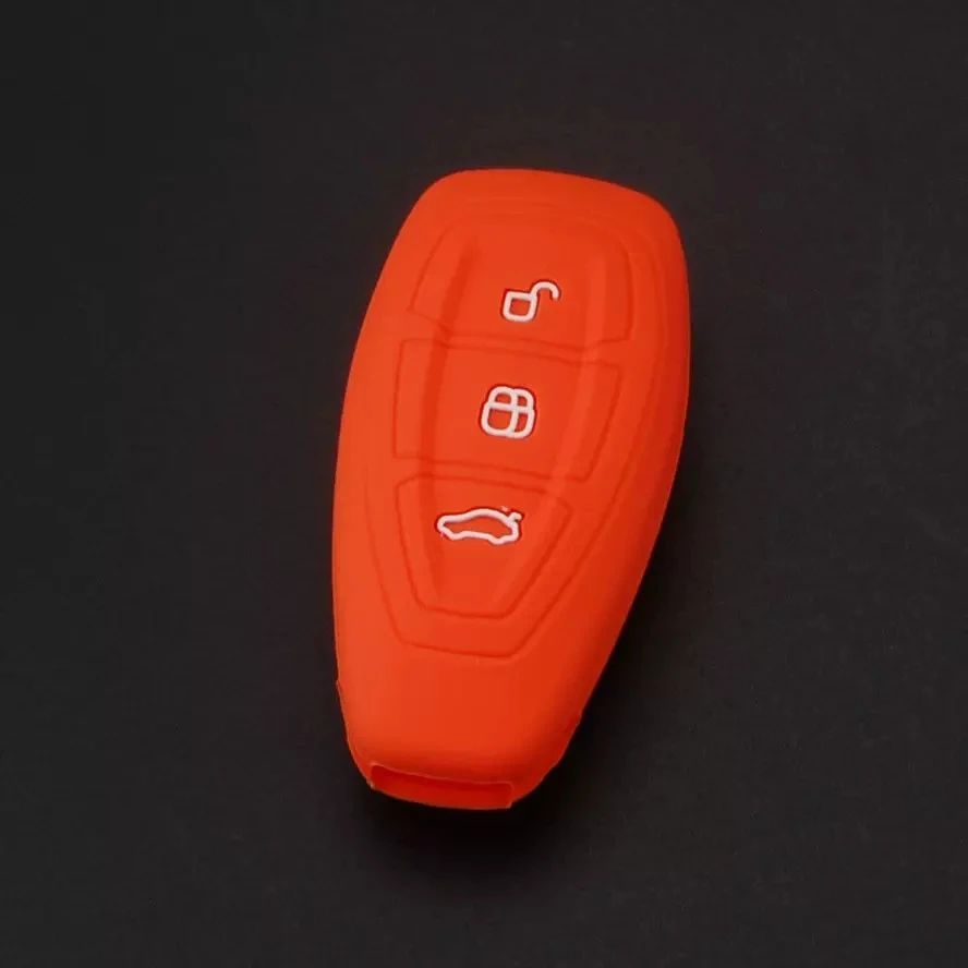 Умный силиконовый чехол для ключа с дистанционным управлением, чехол-брелок для Ford Fiesta Focus Mondeo 3Bottons red