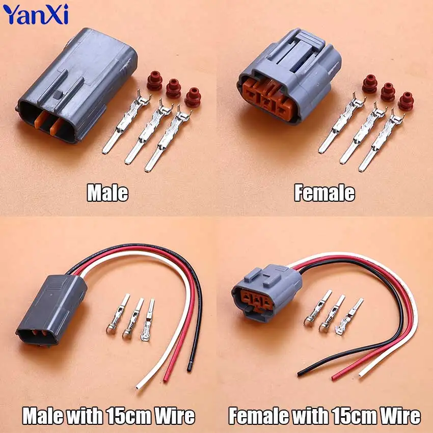 1 Set 3 Pin 6195-0009 6195-0012 DL 090 Male Female Waterproof Sensor Connector For Mazda RX8 Ignition Coil Socket with 15cm Wire