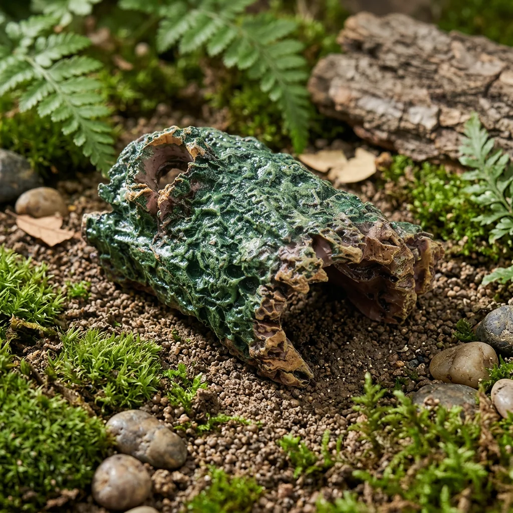 Reptilien-Versteckhöhle, Rindentähnliche Terrarium-Landschaftsdekoration für Kleine Eidechsen und Geckos, Harz-Habitat-Ornament-Zubehör – Detail 4