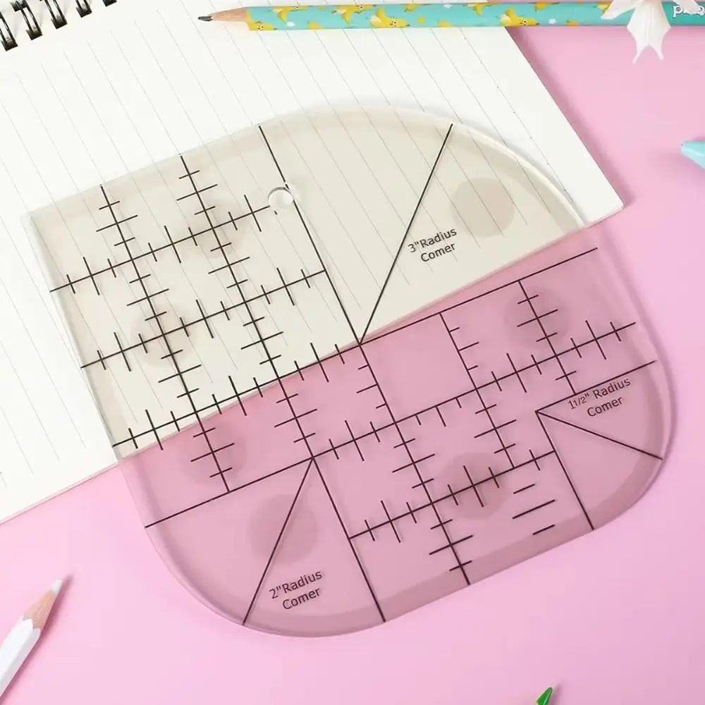 Non Slip Curved Corner Cutter Ruler Acrylic Durable Patchworks Sewing Template Clear Scale Accurate Multifunctional Angle Ruler