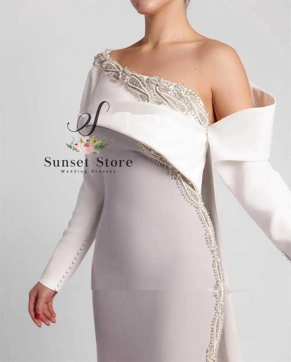 Jolie robe personnalisée avec perles, droite, épaules dénudées, robe de soirée formelle en crêpe, longueur au sol, robe de soirée pour femmes