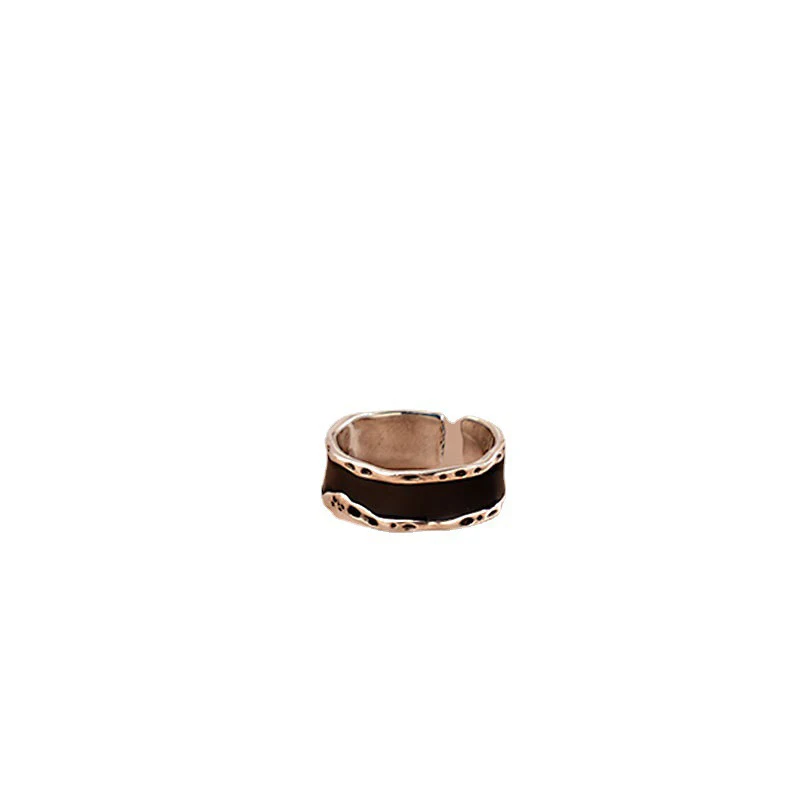 Mewanry Black Enamel Open Ring For Women Couples New Vintage Simple Fashion Niche Delicate Elegant Classic Birthday Jewelry Gift