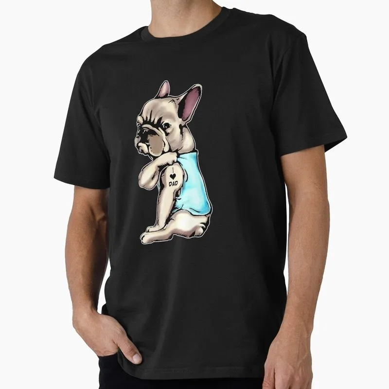 French Bulldog Tattoos Graphic T-shirt for Dog Dad Unisex 100% Cotton Short Sleeve Tee Pet owner Surprise Gift Streetwear Tops