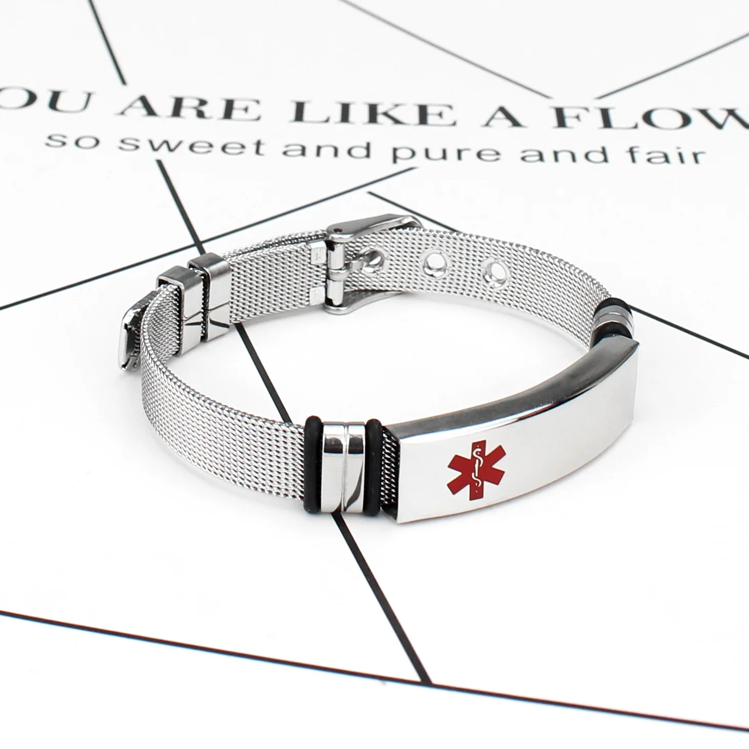 Punk SOS Medical braccialetti di testo personalizzati per le donne The Snake Sign Net inossidabile ruba bracciali da uomo gioielli all\'ingrosso