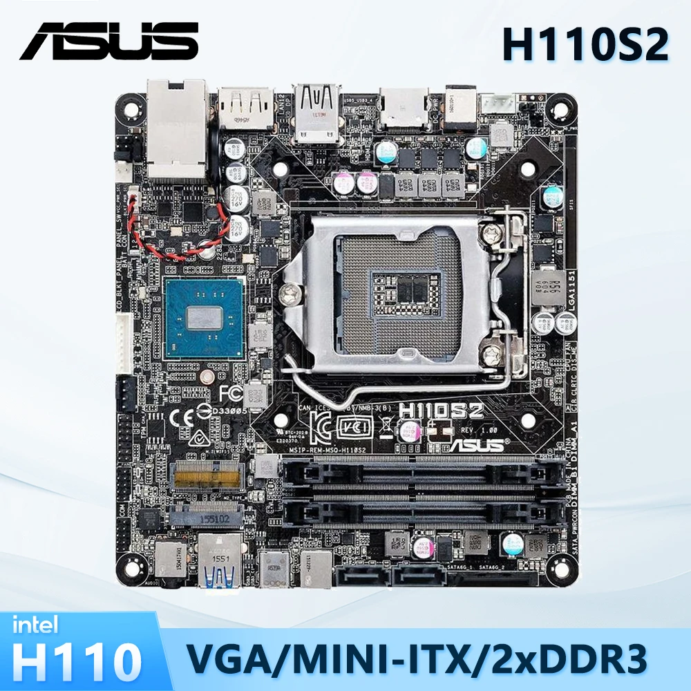 

Б/у Материнская плата ASUS H110S2 Socket LGA 1151 для Intel Core i3 6100 7100 поддерживает 2x dims макс. 32 Гб DDR4 Mini-STX форм-фактор