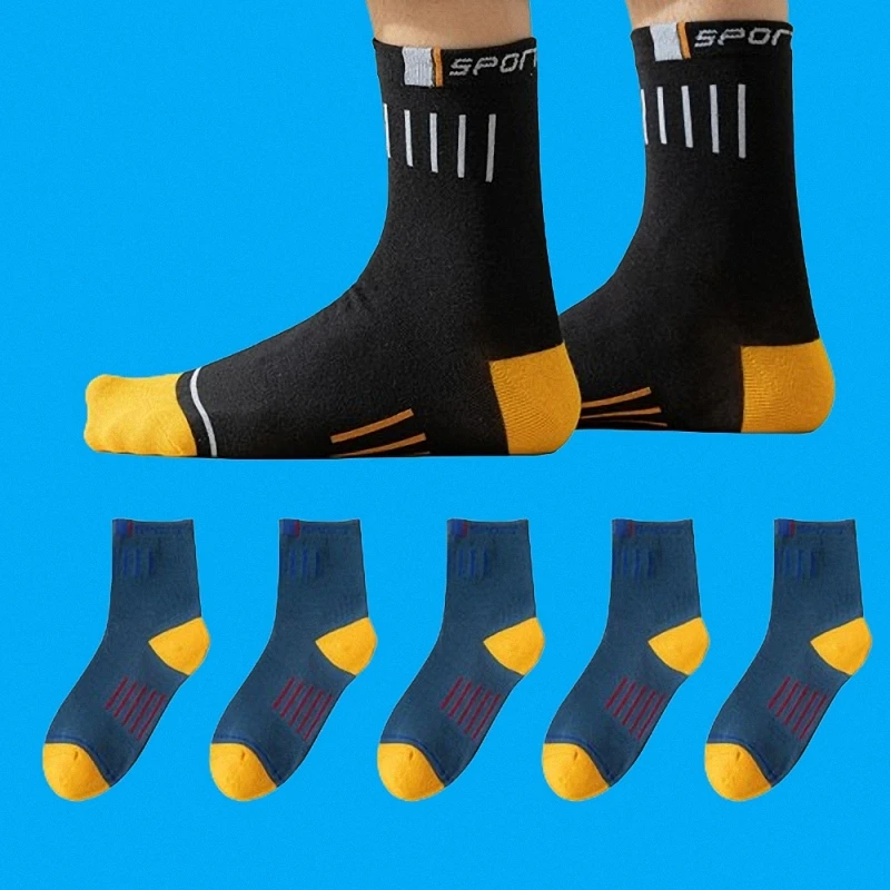 ChimAll-Chaussettes de sport de basket-ball respirantes absorbant la transpiration pour hommes, chaussettes mi-tube assorties, dépistolet ant, nouveau, 5/10 paires, 2024