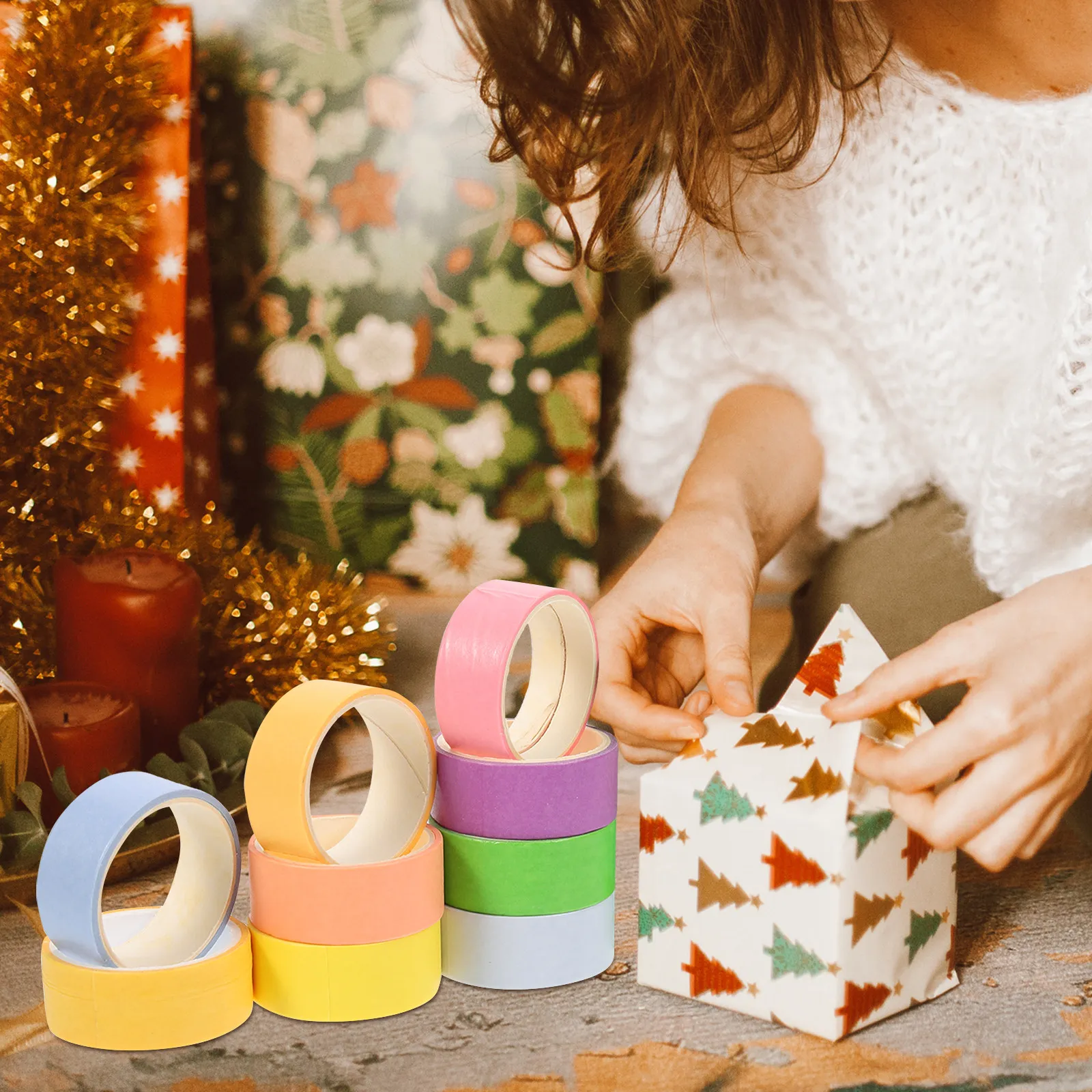 24 Rolls Grid Pattern Washi Tape Assorted Colors Easy Tear Removable Adhesive DIY Craft Tape for Scrapbooking Stationery Gift