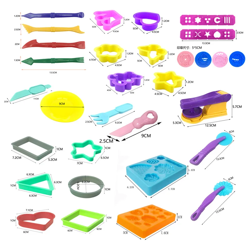 Play Dough Mold Tools For Toddlers Creative Noodles Maker Plate Knife Fork Shape Cutter Plasticine Clay Kitchen Kits Kids Toys