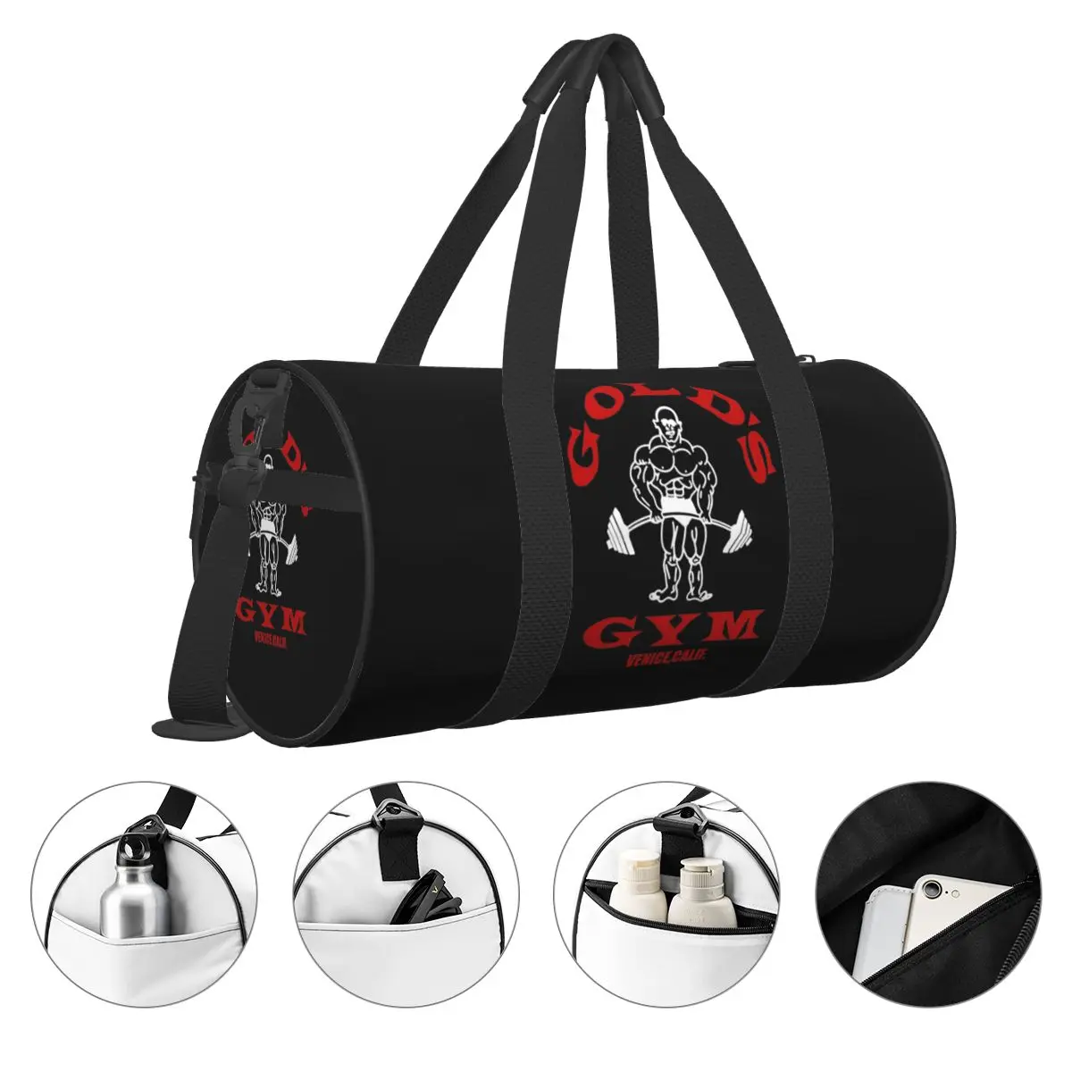 Bolsa de gimnasio con logotipo dorado para hombre y mujer, bolso deportivo de gran capacidad con patrón Oxford, estilo Retro, ideal para nadar y Fitness