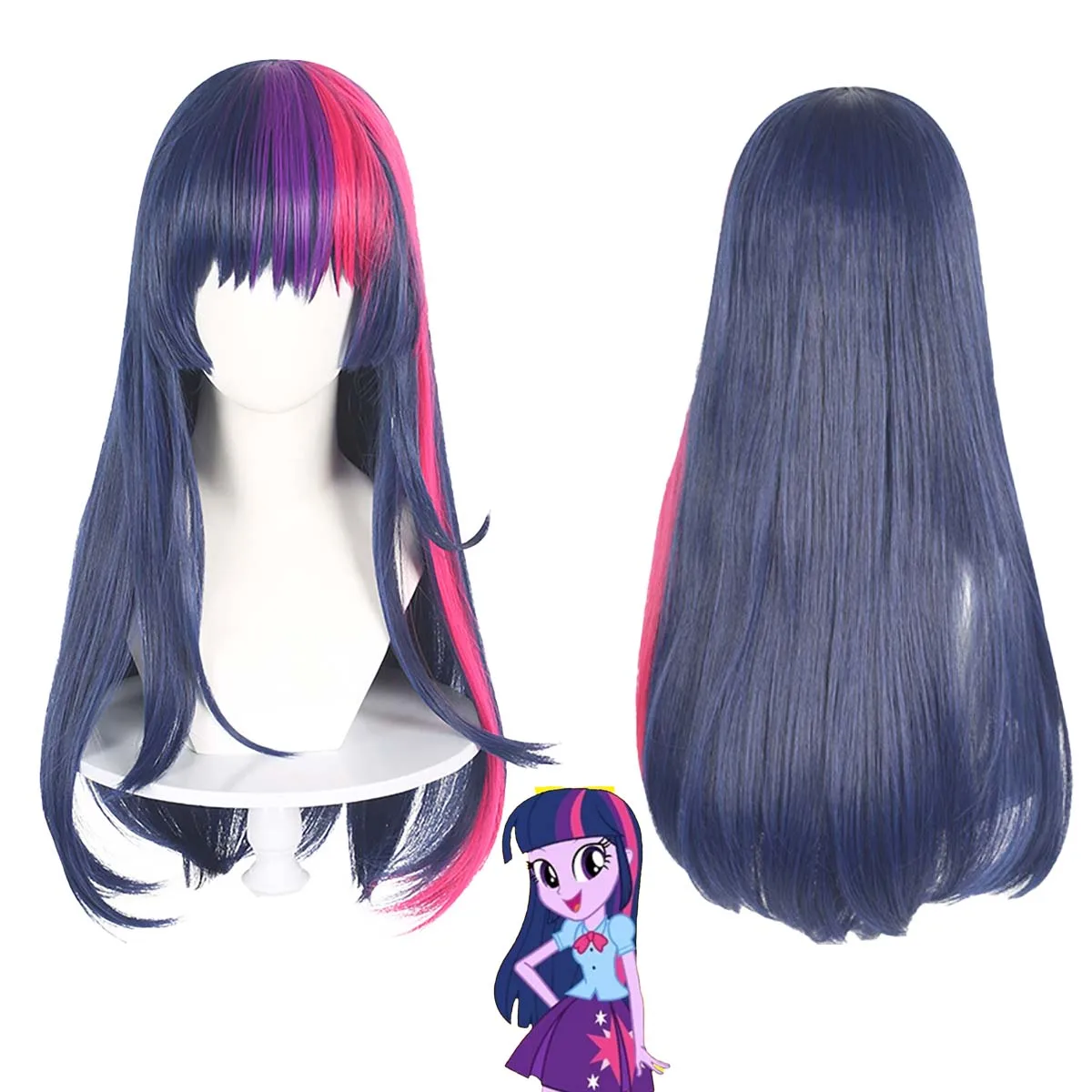 

Женский парик Twilight Sparkle, длинный, прямой, фиолетово-розовый