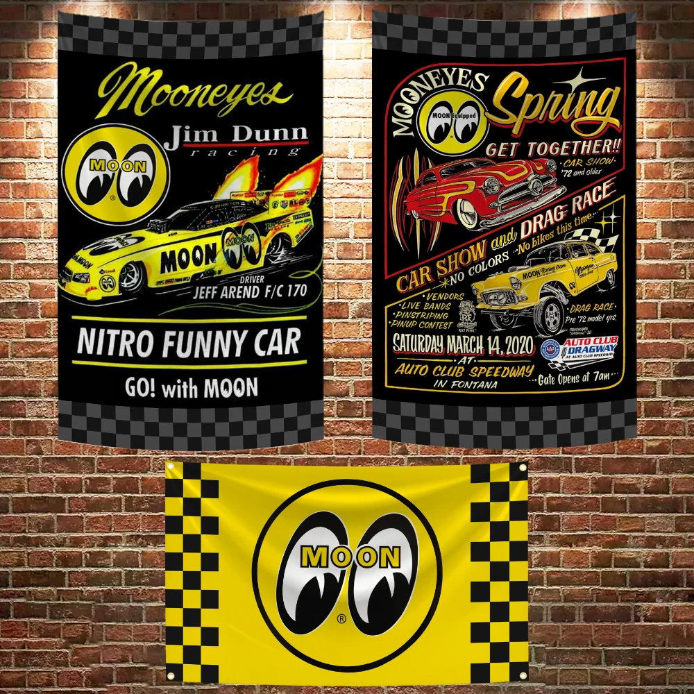 3x5 Ft Moon Eyes Racing Flag Vivid Color and Fade proof  Car Flags Polyester Decoration Room Dormitory