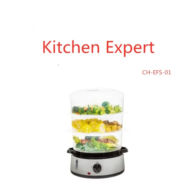 portable electric food steamer with Timer control with 3-layer transparent basket in big capacity