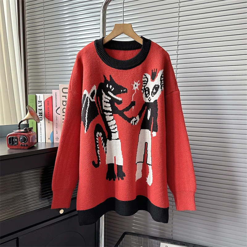 

Hsa 2023 Cartoon Print Sweater Pullovers Women Sweaters Y2k Knitwear Cute Kawaii Jumper Jersey Harajuku Knit Tops Korean Clothes