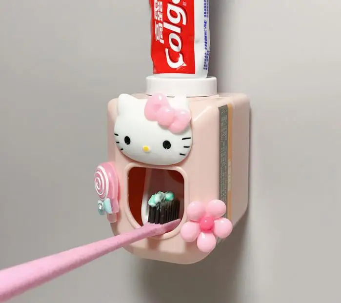 Hello Kitty Toothpaste Squeezer Sanrio Kawaii Cartoon Automatic Toothpaste Dispenser for Children Bathroom Supplies