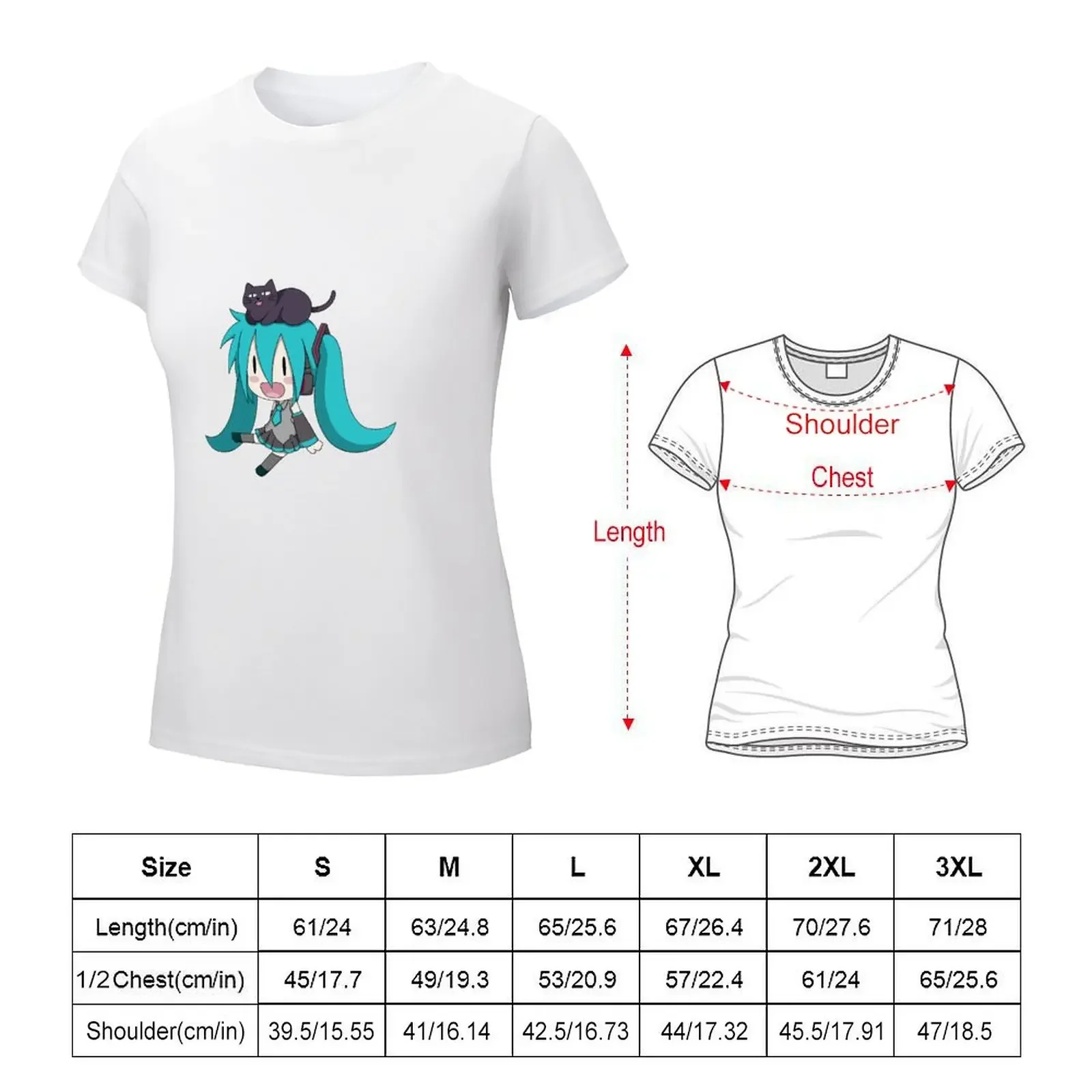 Miku with a Cat!! T-shirt anime clothes korean fashion summer tops t-shirt dress for Women plus size sexy