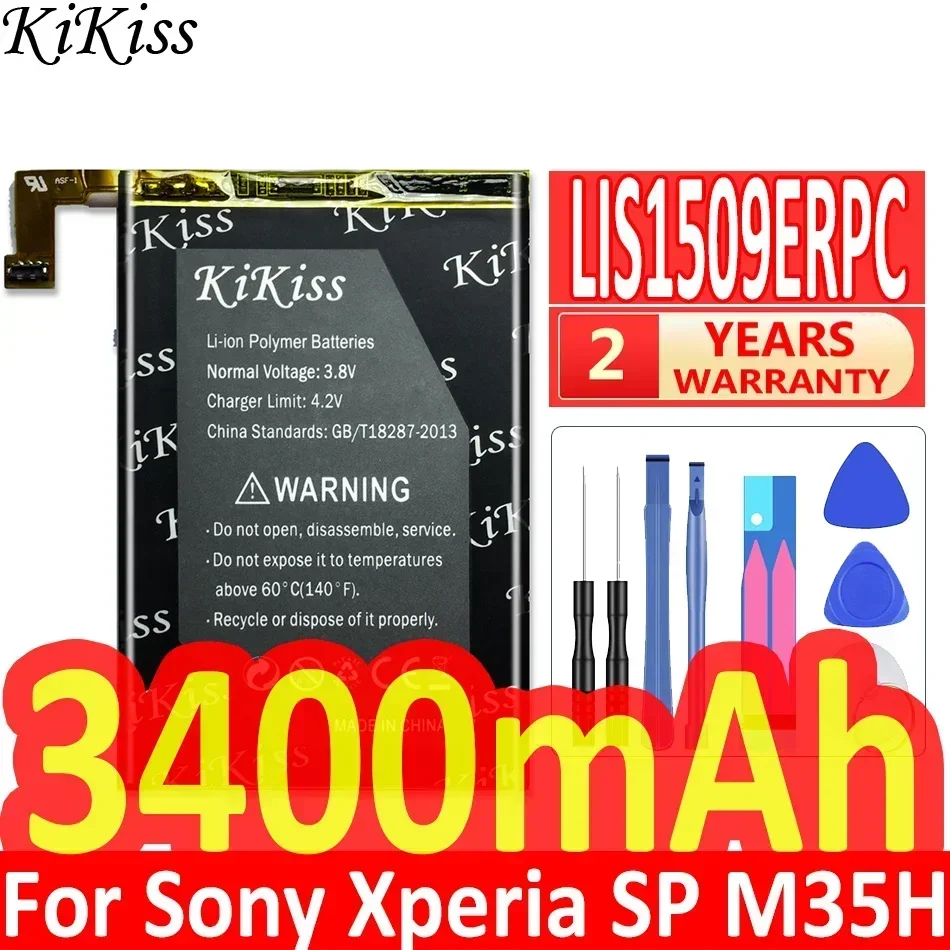 KiKiss Battery Li-ion Polymer Phone 3400mAh For Sony Xperia SP M35H M35C M35T C5302 C5303 LIS1509ERPC