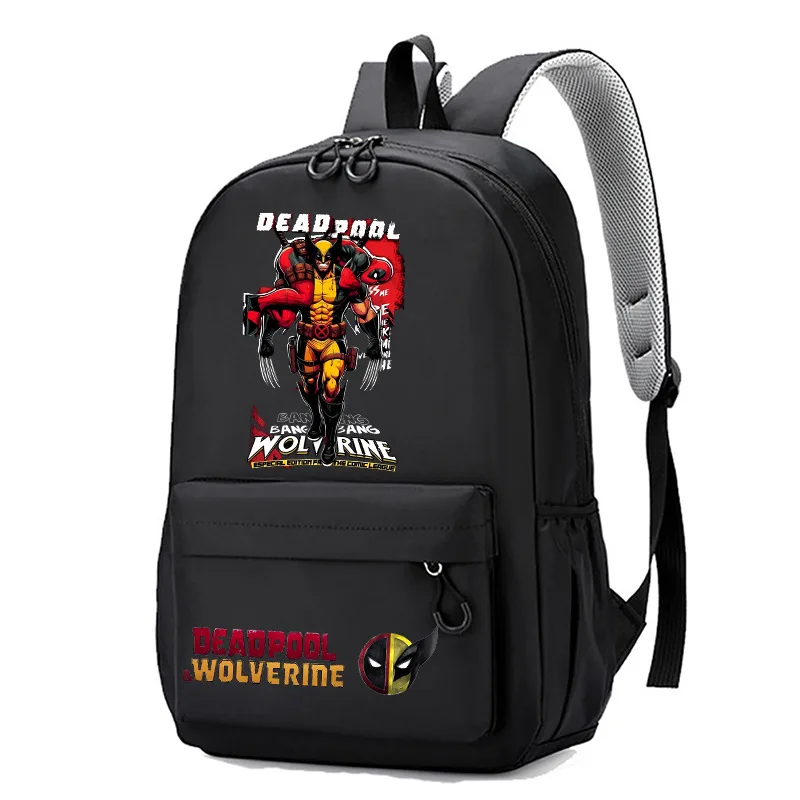 Cartoon Deadpool Wolverine 3D Printing 1-3-6 Grade Children Kindergarten Schoolbag Student Black Backpack Back To School