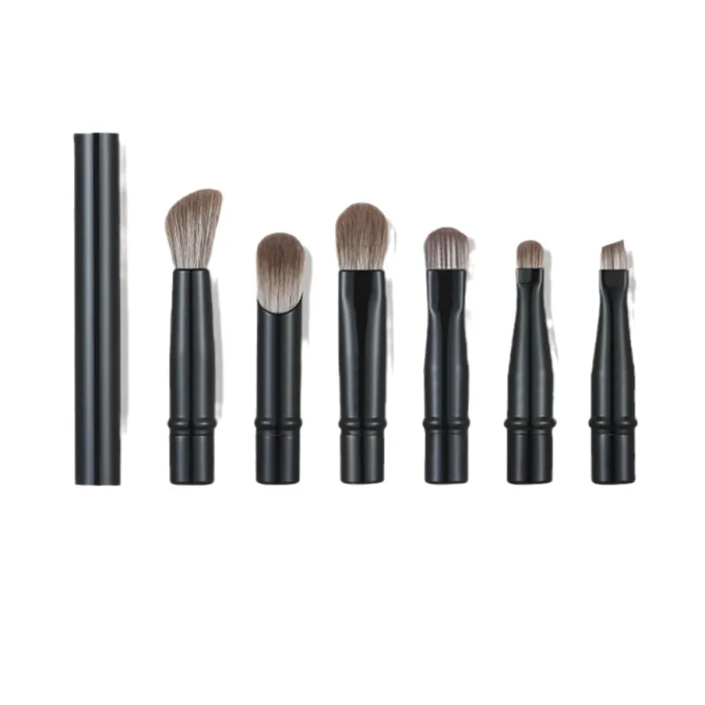 Versatile Travel Makeup Brush Set Modular Heads Synthetic Cosmetic Applicator For Foundation Contour Brow Eyeshadow