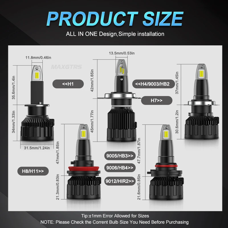 2x Mini H4 H7 Turbo Led H8 H11 HB3 9005 HB4 9006 CSP Chip Car Led fari 70W 14000LM lampadine automatiche automobili fendinebbia