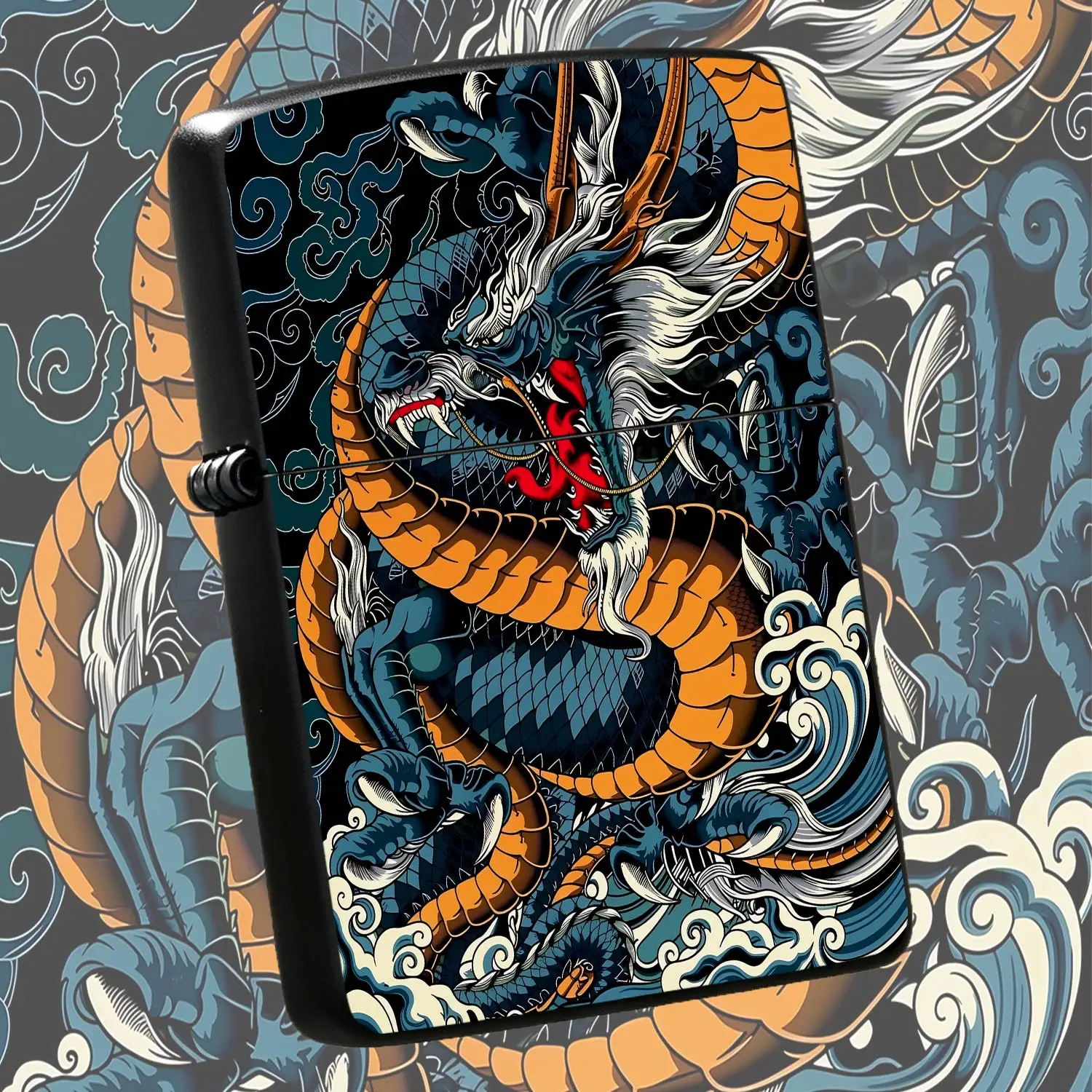 Traditional Auspicious Dragon Pattern Lighter, Exquisite Ukiyo-E Style Ornate Decor, Portable Stylish Accessory For Daily Use, Gifting, Collection, Home And Outdoor Scenes, Unique Artisticgift For Friends And Art Enthus A Humorous And Inter
