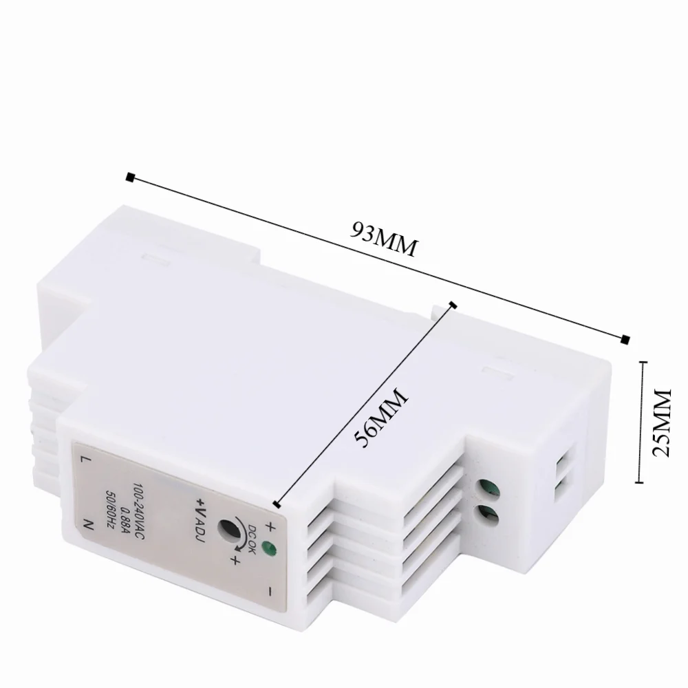 DR-15-12 DIN السكك الحديدية امدادات الطاقة 12 فولت 1.25A 15 واط تصميم نحيف تحويل التيار الكهربائي التيار المتناوب إلى تيار مستمر محول طاقة الصناعية