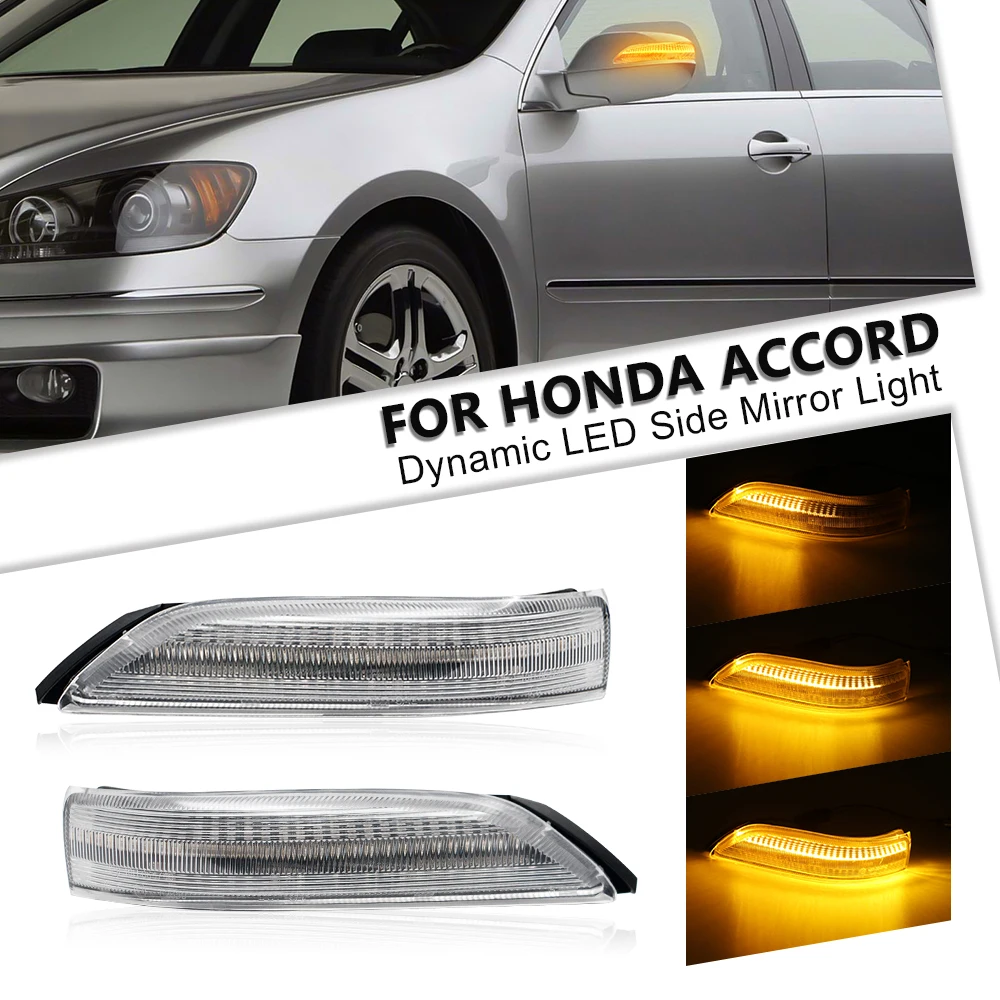 

For Honda Accord 2008 2009 2010 2011 2012 2PCS Dynamic LED Side Mirror Light Turn Signal Blinker Lamp For Acura RL