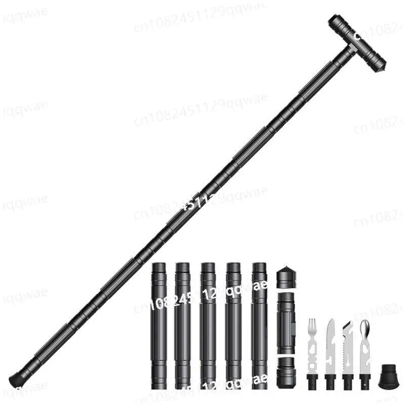 T-type camping survival tool telescopic folding magic wand multi-functional outdoor emergency
