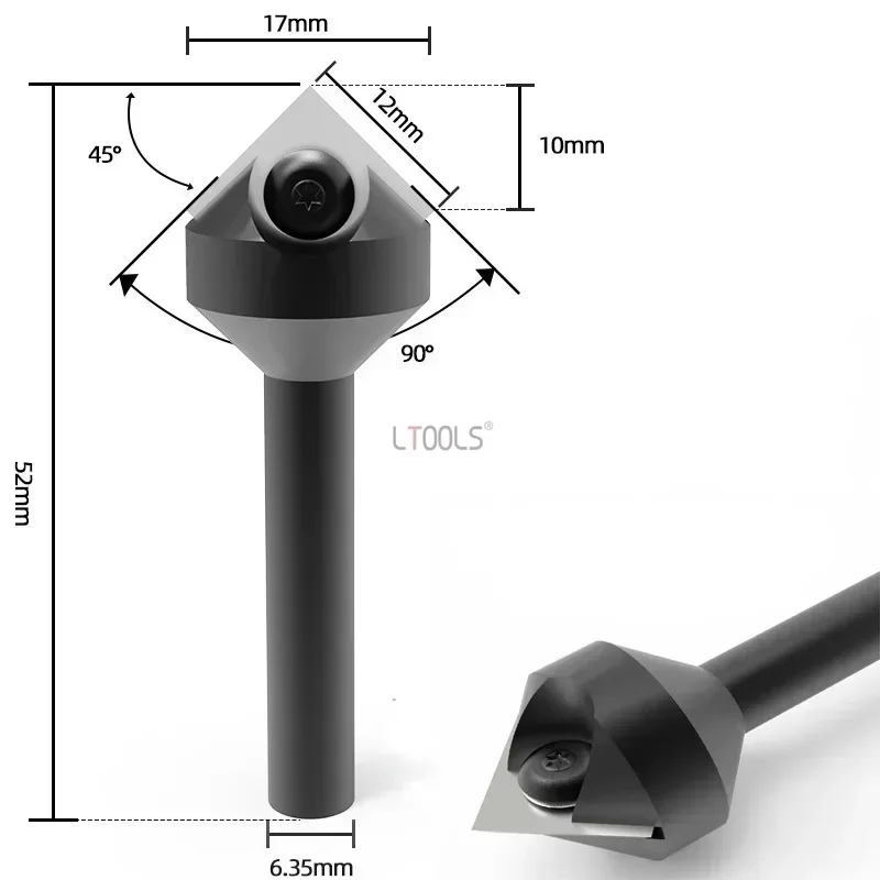 Imagem -06 - V-shaped Shank Carbide Router Bit 90 Graus Cabeça Chata Chanfro Fresa para Madeira Gravura Ferramenta de Corte 635 mm