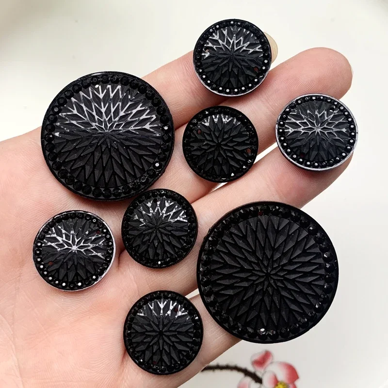 35mm/33mm/37mm okrągła żywica z płaskim tyłem DIY biżuteria zrób akcesoria lokalne kolczyki dekoracja ze strasem dżetów dla rzemiosła
