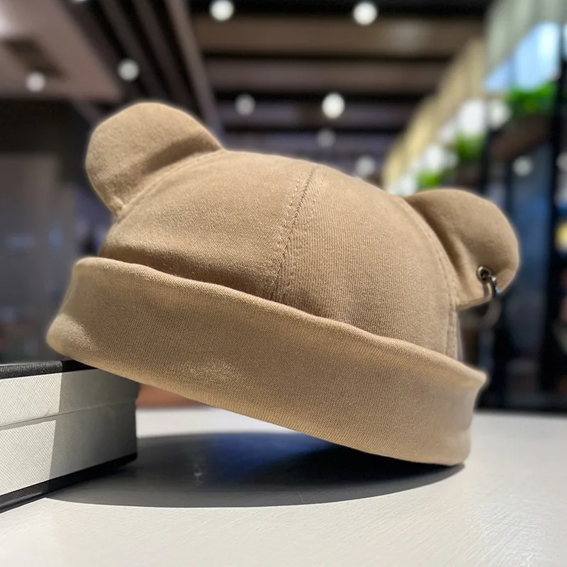 Unisex Katzenohren-Mütze, Niedliche Melonenmütze für Männer und Frauen, Einfarbige Herbst-Winter Hip-Hop Mütze, Modische Koreanische Version Melonencap – Detail 11