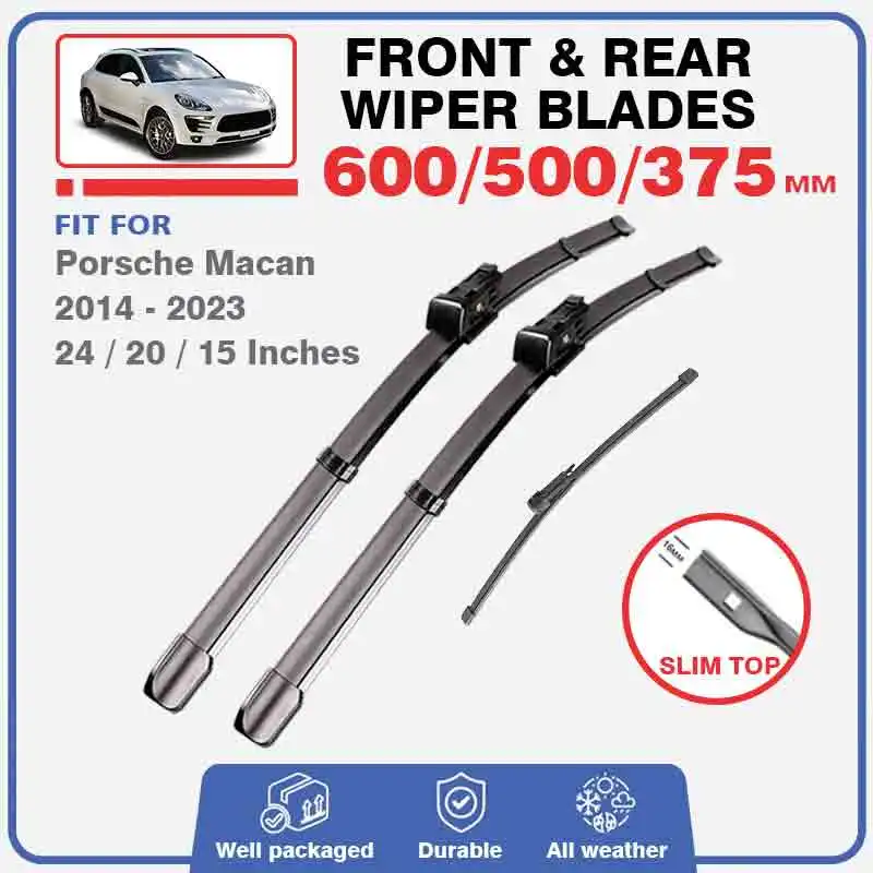 Front Rear Windscreen Wiper Blades For Porsche Macan MK1 95B 2014 - 2023 S GTS Turbo Sports Chrono Accessories Window Windshield