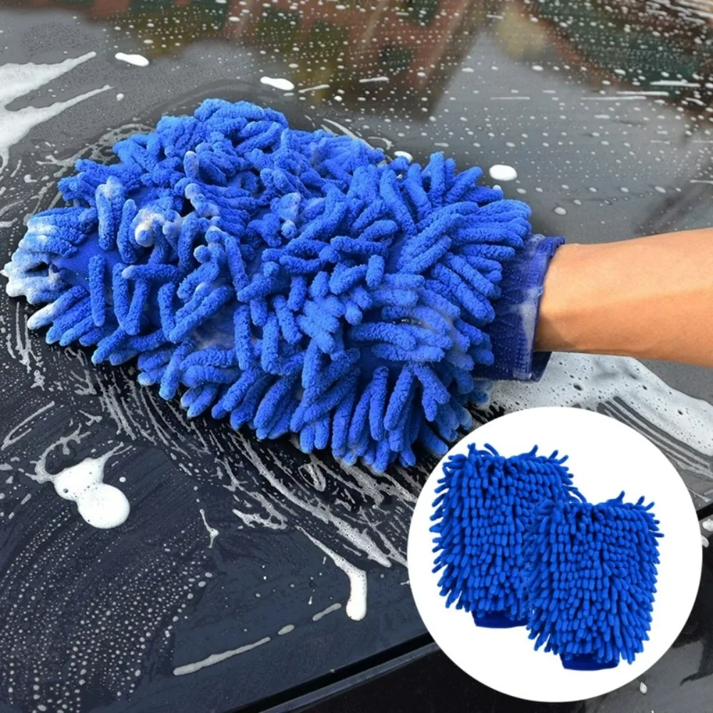 Microfiber Double Sided Chenille Car Wash Gloves Scratch Resistant Lint-Free Absorbent Sponge Brush Car Exterior Cleaning