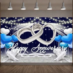 Happy Anniversary Love Heart Balloons Backdrop Cheers to Wedding Anniversary Photography Background Theme Party Scene Background
