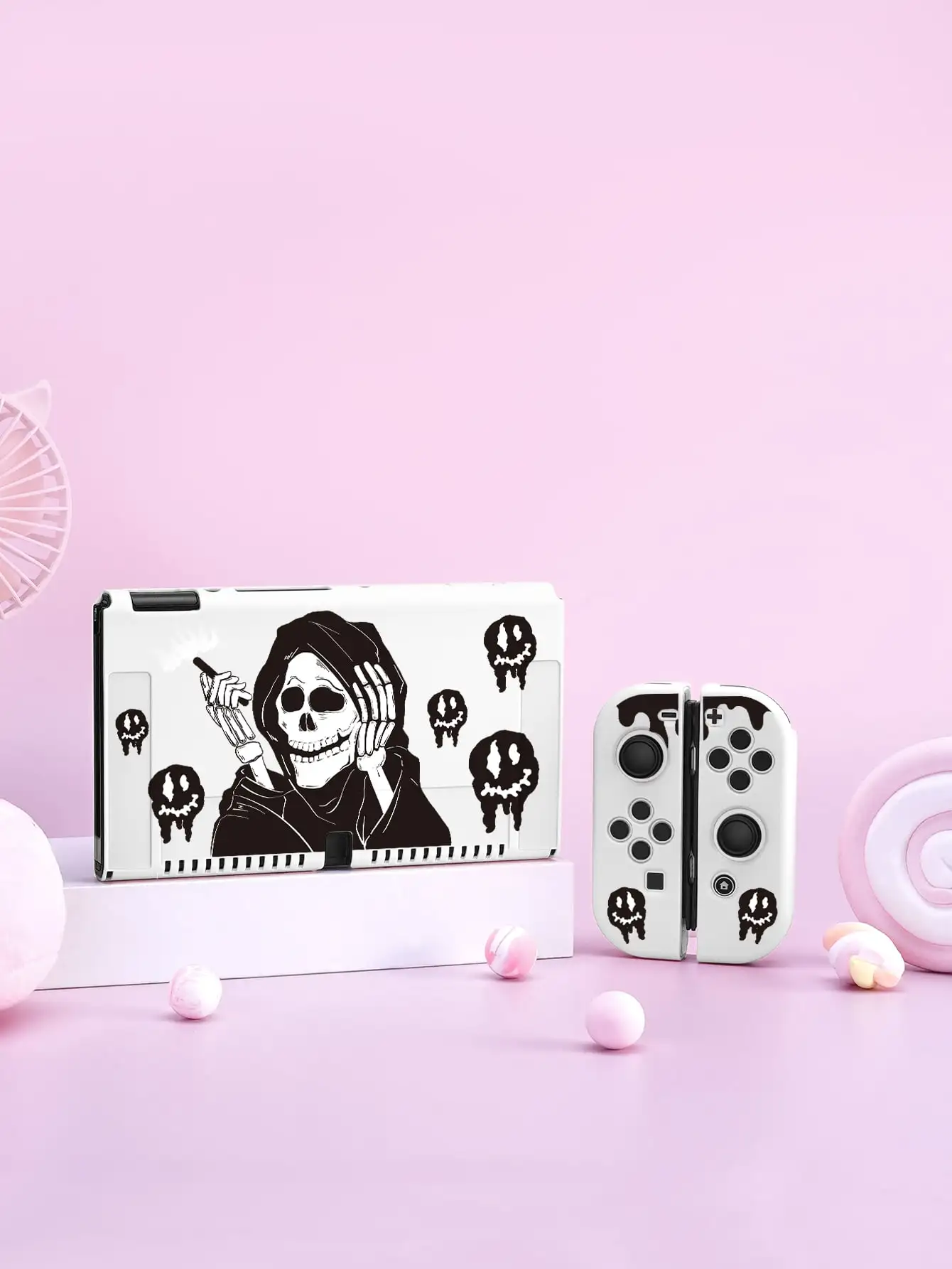 2 Pcs Skull Protective Case Bundle with Dock Cover For Nintendo Switch OLED/Switch NS