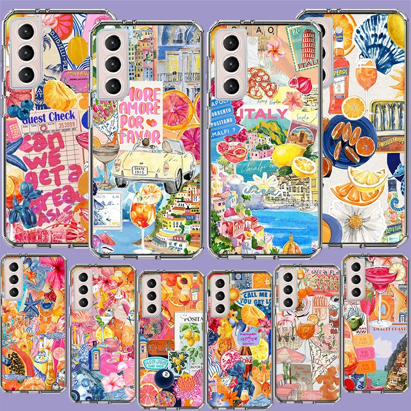 Seaside Scenery Wine Lemon Phone Case for Samsung A16 A17 A26 A36 A56 A57 A55 A54 A37 A15 A25 A35 A14 A24 A34 Galaxy Note 20 10