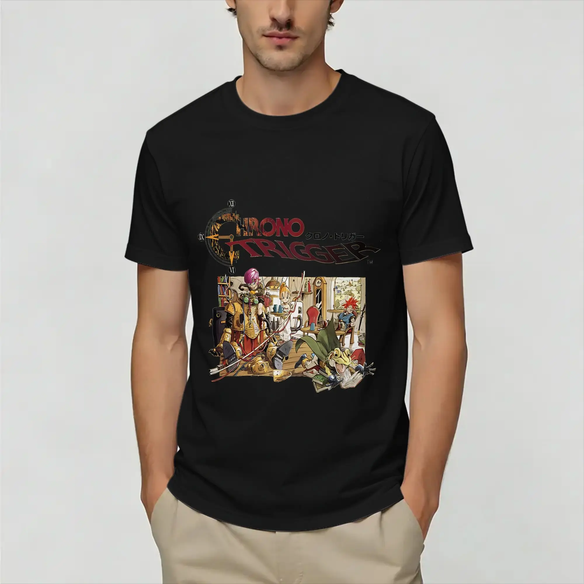 Chrono Trigger Men T Shirts  Casual Tees Short Sleeve Round Neck T-Shirt Cotton Printed Clothes