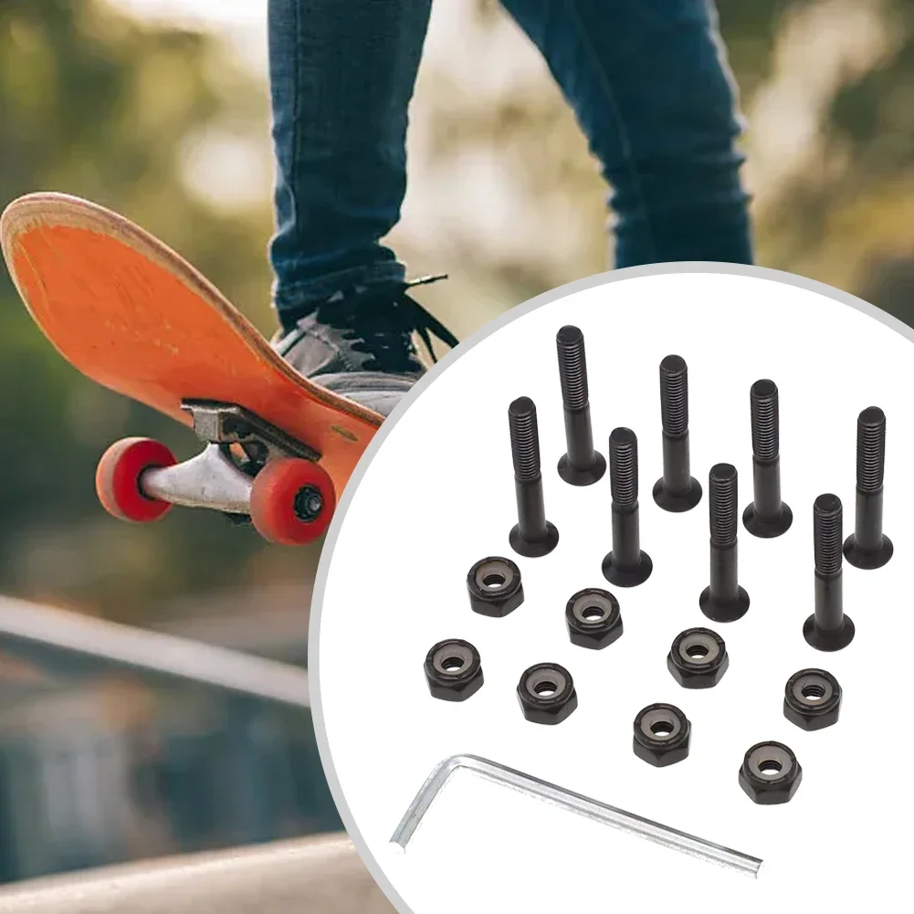 16Pcs/Set Replacement Screws+Nuts Four-Wheeled Skateboard Longboard Accessories Bridge Nails Long Plate Screws Plate Nails