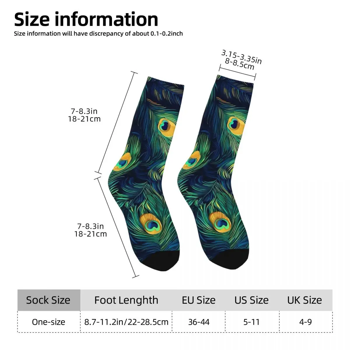 All Seasons Crew Stockings Vintage Peacock Feather Socks Fashion Long Socks for Men Women Valentine's Day Gifts